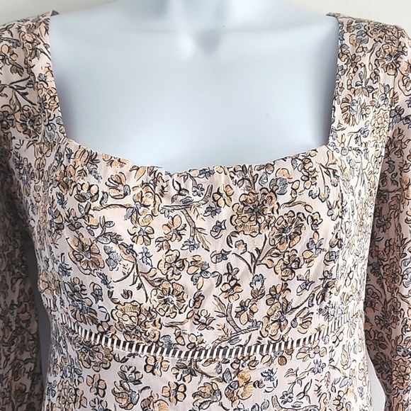 Free People Square Neck Floral Mini Dress Size 8 - Picture 6 of 8